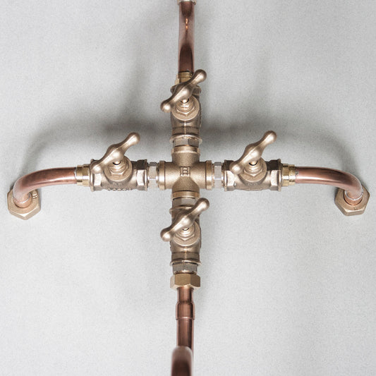Copper shower mixer and tub filler made in pure copper and brass by Switchrange