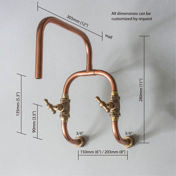 Loop-wall mounted copper tap dimensions by Switchrange