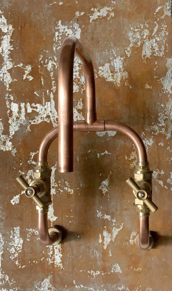 Loop is a  wall mount industrial look handmade solid copper pipe faucet. robinet cuivre
