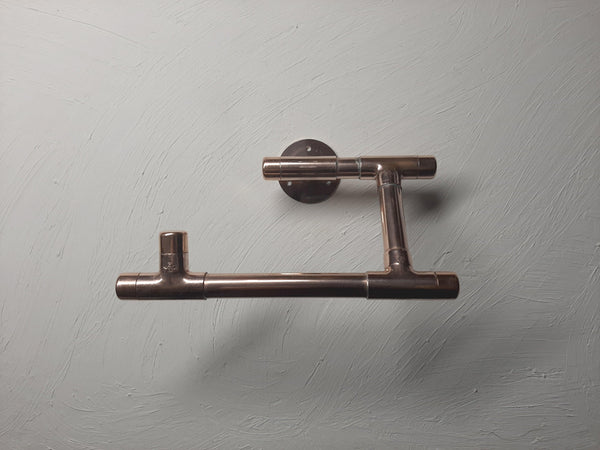Handmade toilet paper holder for bathroom made of solid copper