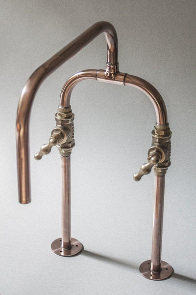 Biped is a deck mount industrial handmade copper tap made by Switchrange