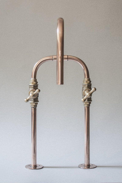Biped is a deck mount industrial handmade copper pipe faucet made by Switchrange