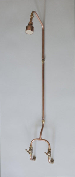 Industrial look handmade solid copper pipe shower by Switchrange