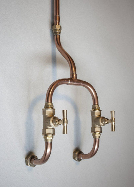 Industrial look handmade solid copper pipe shower by Switchrange