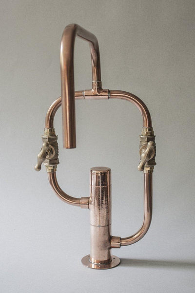 Pedestal Even by Switchrange is a handmade industrial style tap made in solid copper pipe
