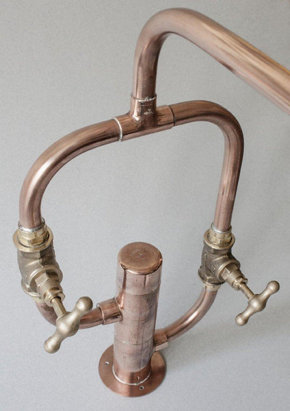 Pedestal Diagonal - deck mount handmade solid copper tap by Switchrange
