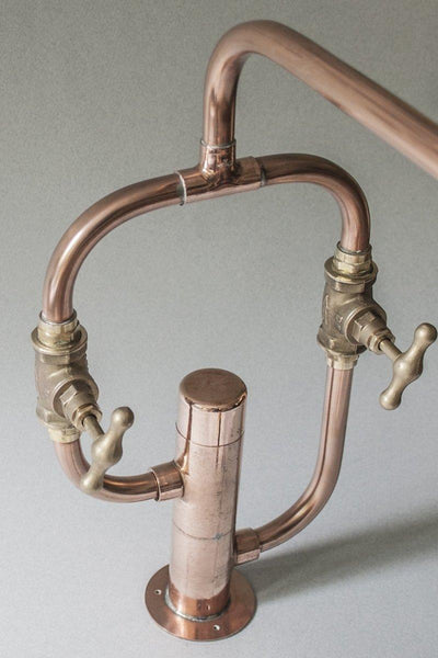 Pedestal Even by Switchrange is a handmade industrial style tap made in solid copper pipe