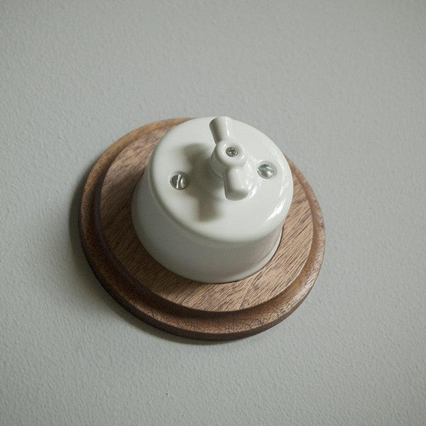 Wooden retro pattress for rotary light switch Switchrange